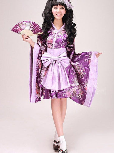 Modern Flower print Kimono PURP FLR